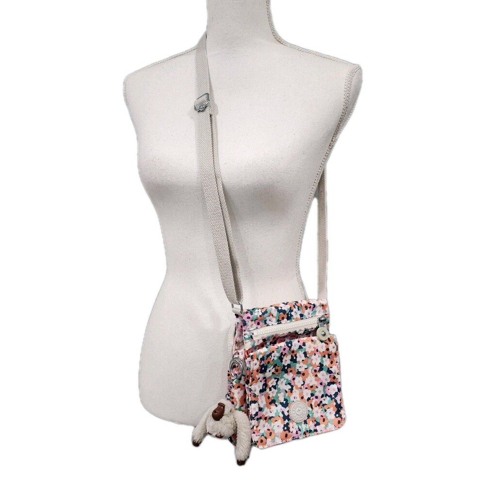 Kipling El Dorado Flowered Crossbody Bag, Multiple Pockets And Compartment Small